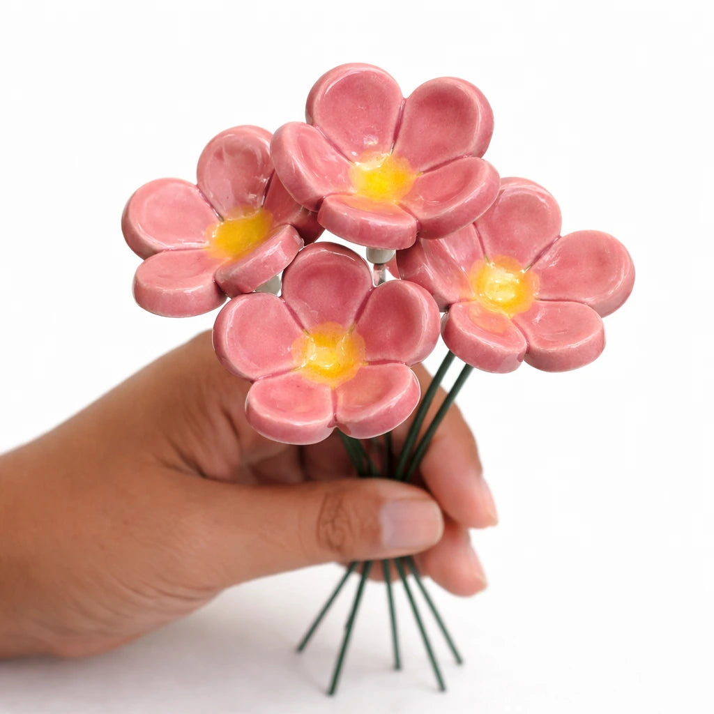 Handmade Ceramic Flower Pink | Earthan