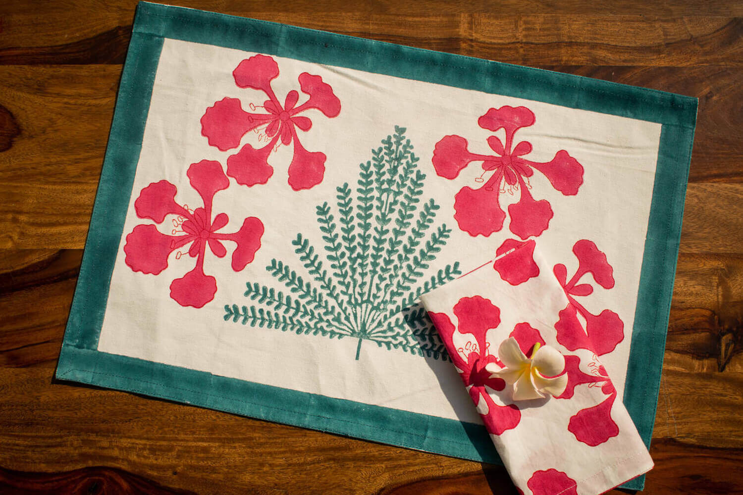 Gulmohar - Hand block printed cotton canvas table mats | Earthan