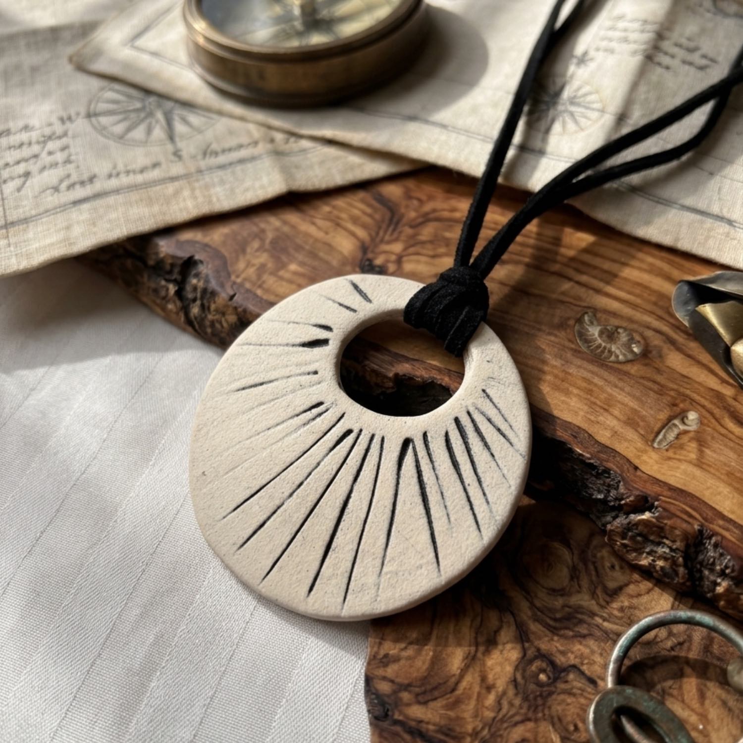 Ceramic Necklace Sunray Eclipse  | Handmade Ceramic Jewelry