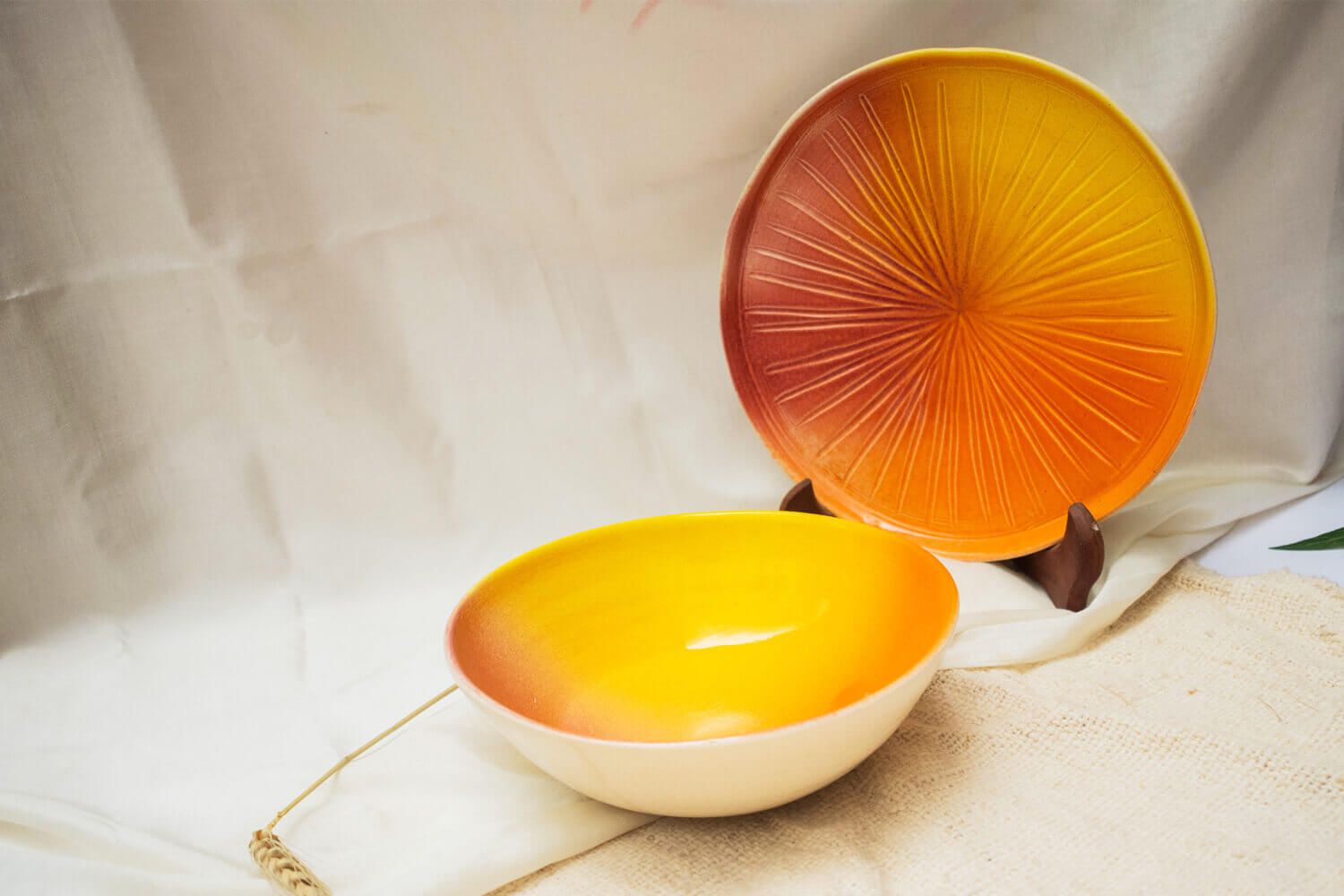 Ceramic Multi Color Plate and  Bowl Set | Earthan
