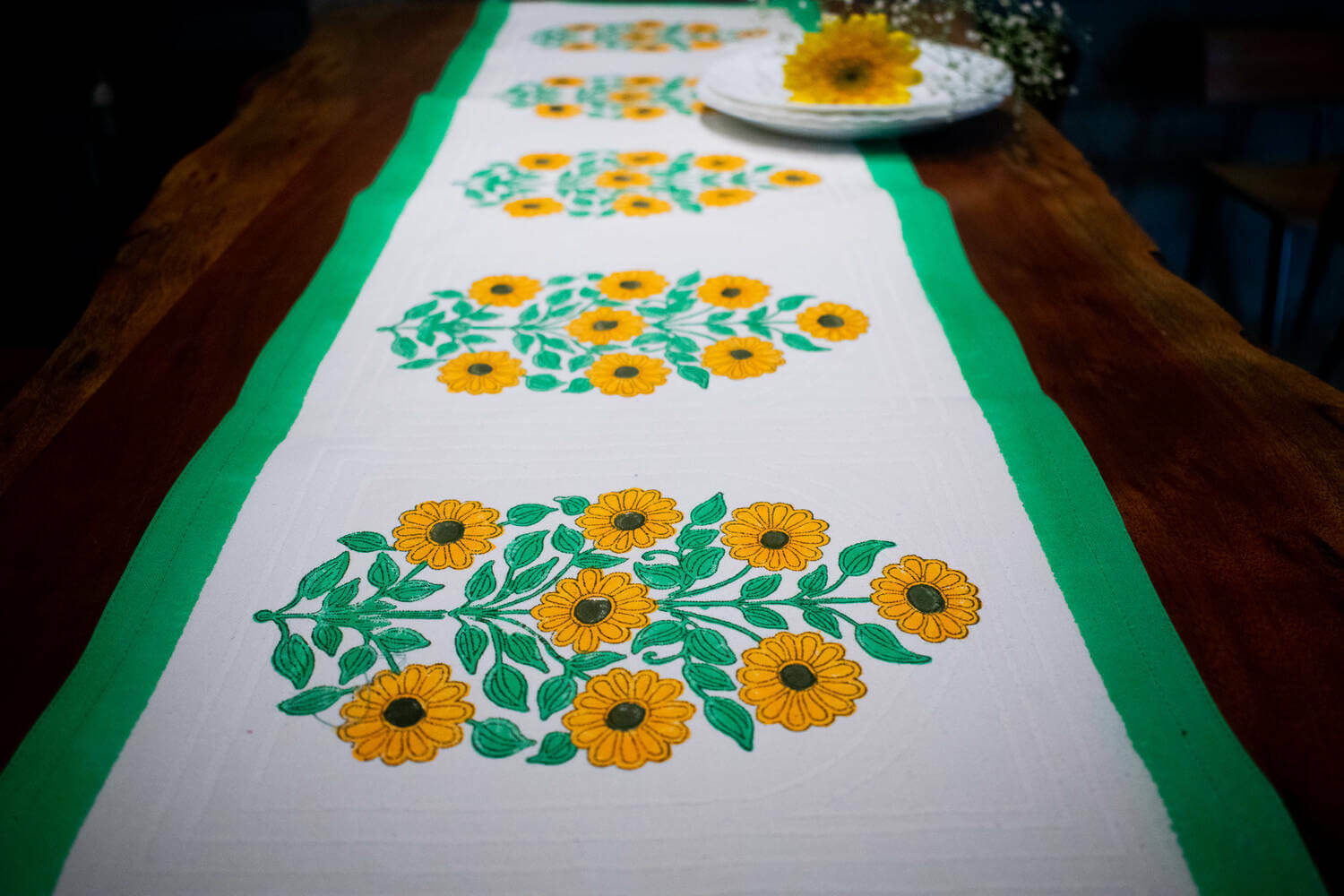 Surajmukhi- Hand block printed table linen set | Earthan