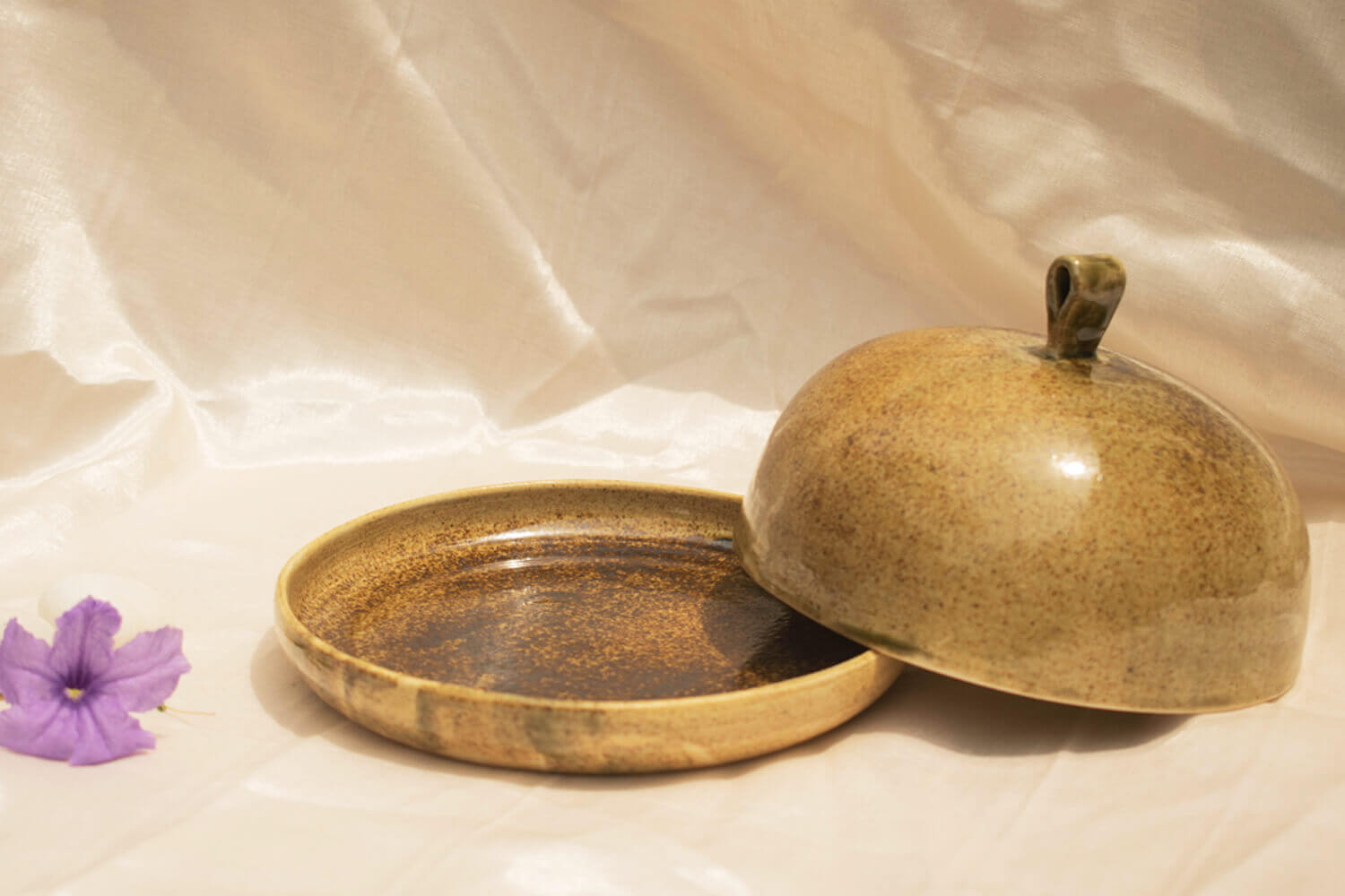 rustic ceramic butter dish with lid -Earthan handmade
